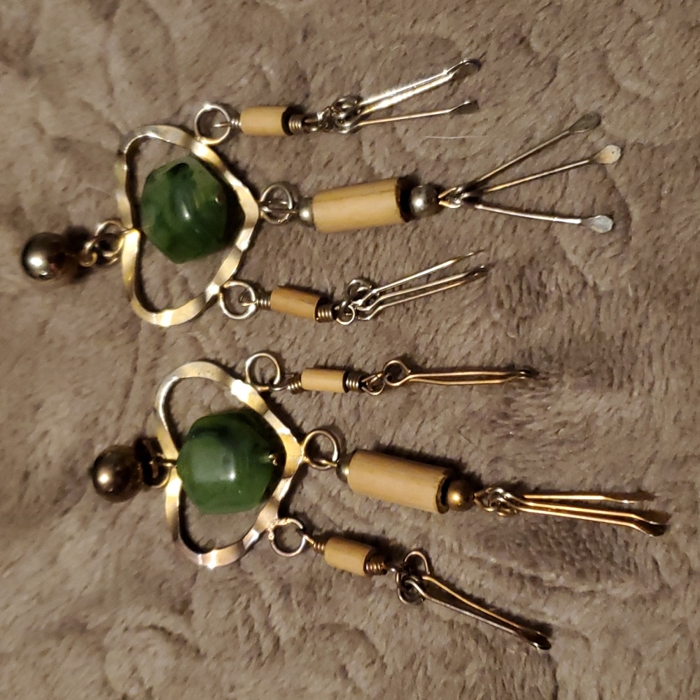 Heart-shaped Earrings with boho beading